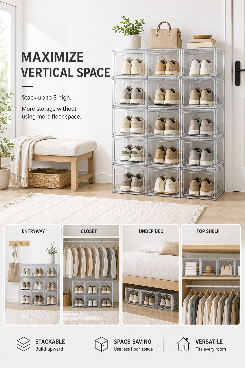 Use vertical space to free up floor space.